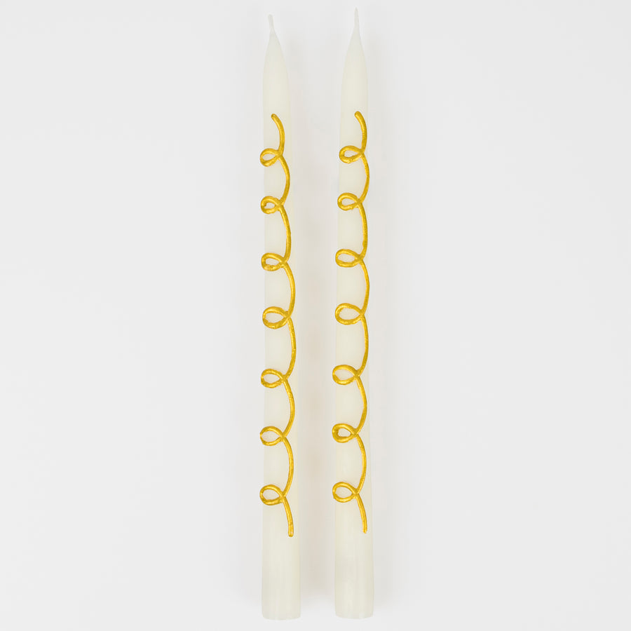Gold Swirl Taper Candles