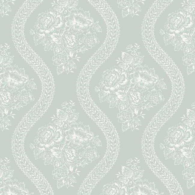 Magnolia Home Coverlet Floral Wallpaper - White on Rainy Days