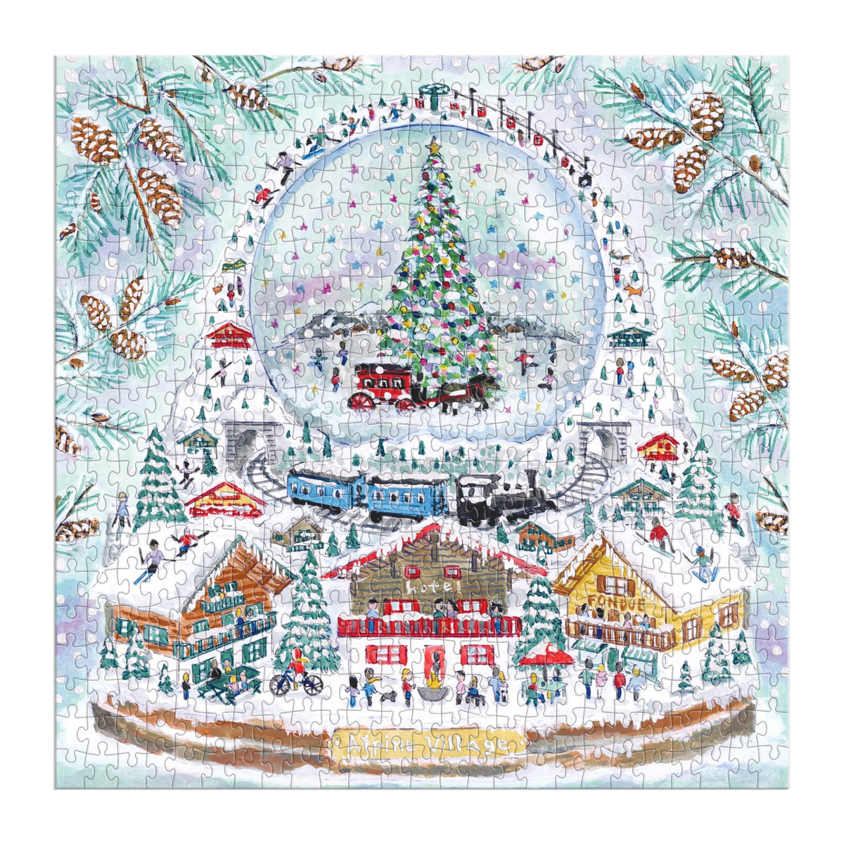 Michael Storrings Alpine Village Snowglobe Foil Puzzle