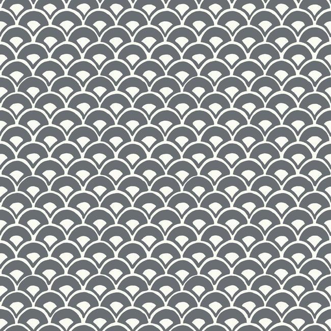 Magnolia Home Stacked Scallops Wallpaper - Charcoal