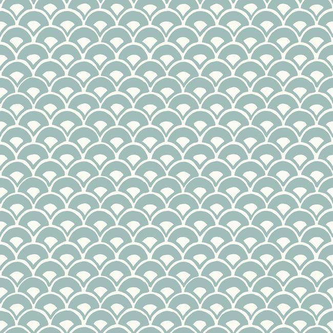 Magnolia Home Stacked Scallops Wallpaper - Nautilus Blue