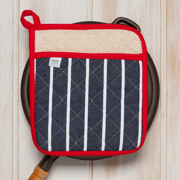 Pot Holder Oven Mitt Set - Butcher Stripe
