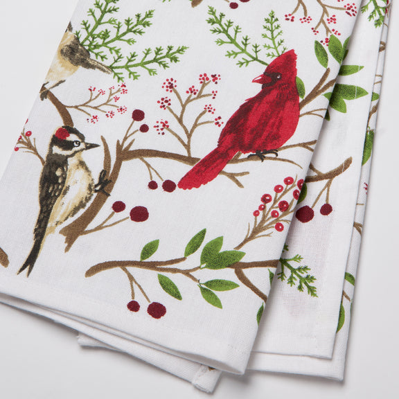 Winter Birds Tea Towel