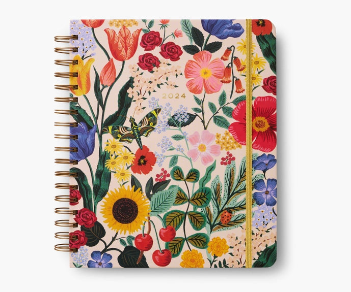 Rifle Paper Co 2024 17-Month Large Spiral Planner - Blossom