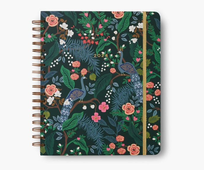 Rifle Paper Co 2024 17-Month Large Spiral Planner - Peacock