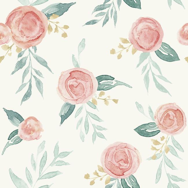 Magnolia Home Watercolor Roses Peel & Stick Wallpaper - Red Coral