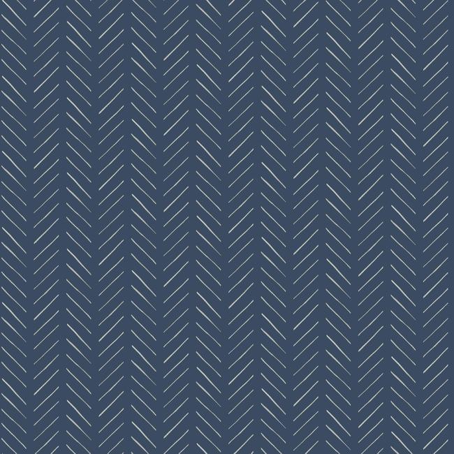 Magnolia Home Pick-Up-Sticks Peel & Stick Wallpaper - White on Navy
