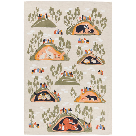 Burrow Animal Homes Tea Towel