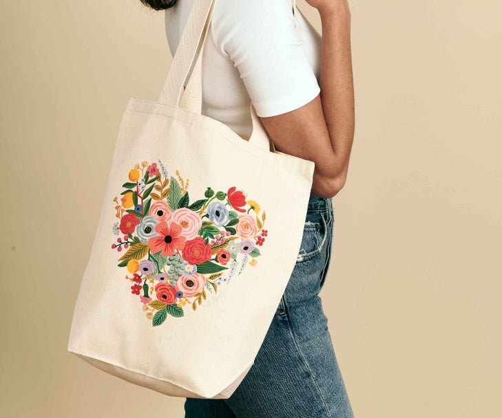 Rifle Paper Co Canvas Tote Bag - Floral Heart