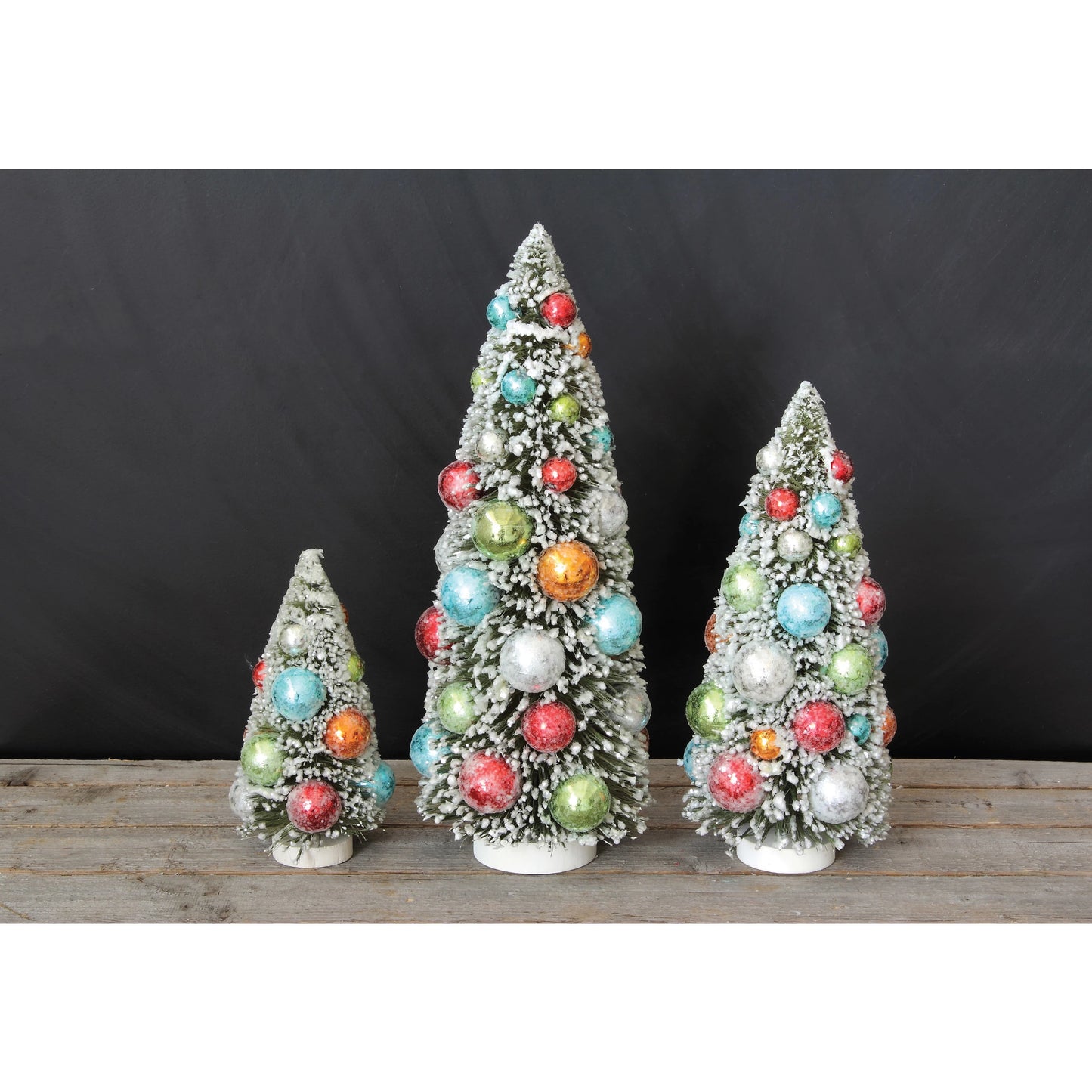 Decorated Snowy Bottle Brush Tree - Assorted