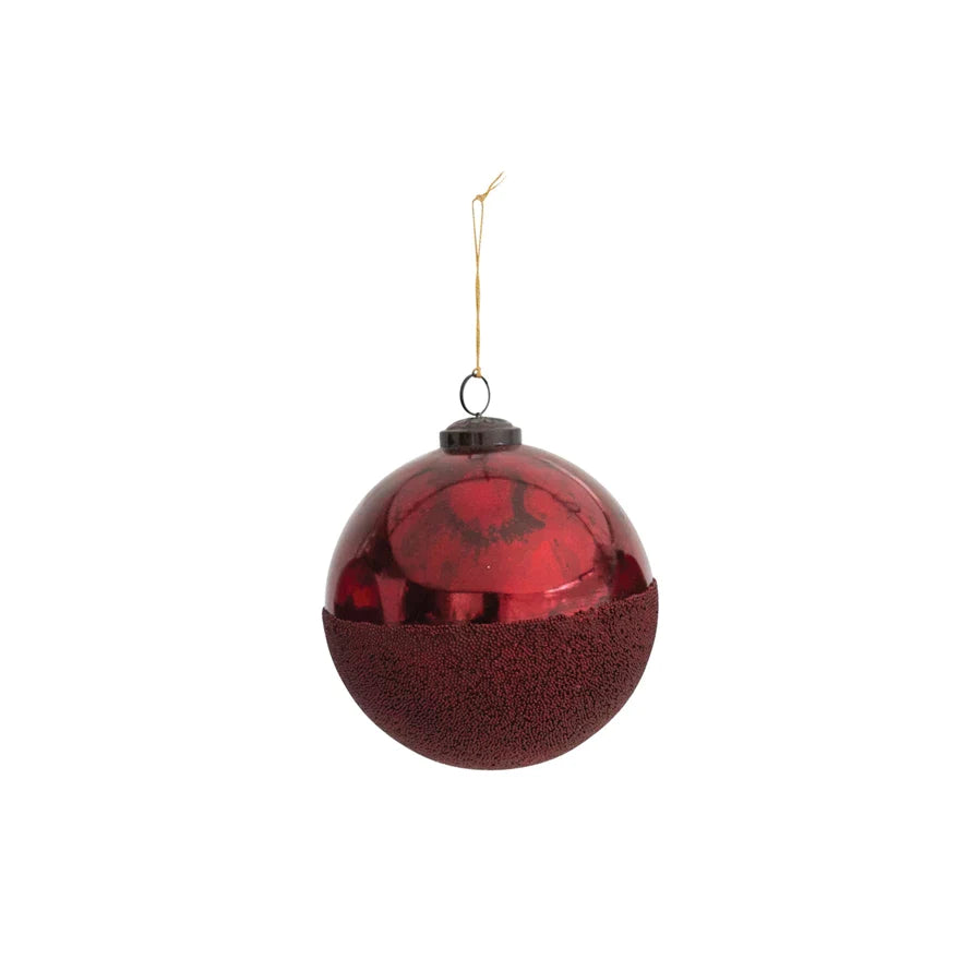 Medium Bead Dipped Glass Ball Ornament