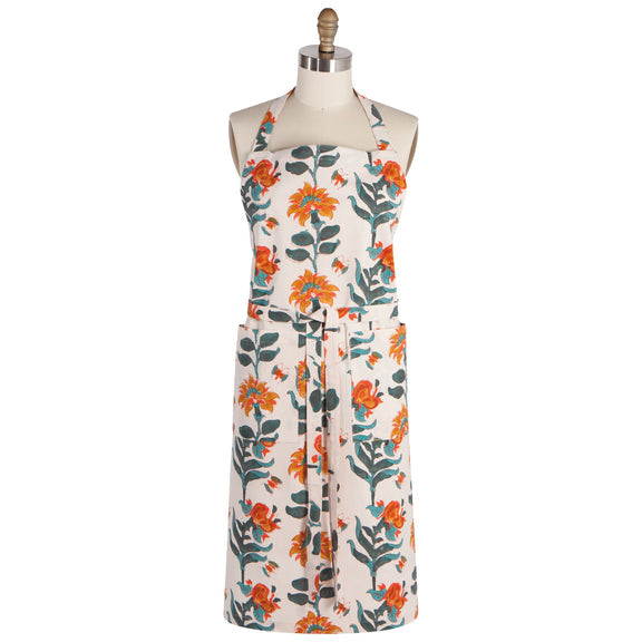 Heirloom Apron - Block Print Marigold