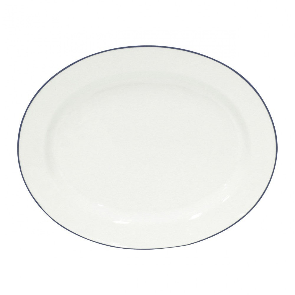 Beja Large Oval Platter - White Blue