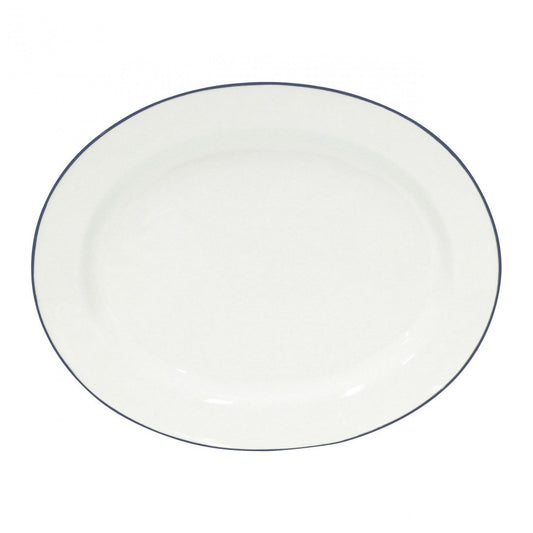 Beja Large Oval Platter - White Blue