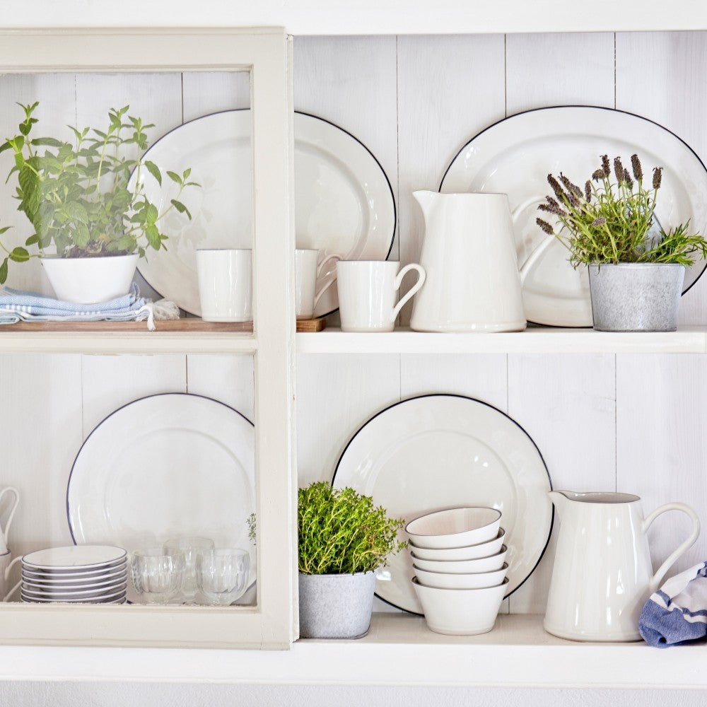 Beja Large Oval Platter - White Blue