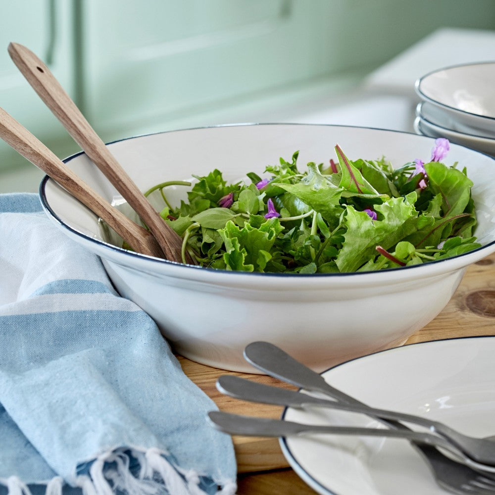 Beja Serving Bowl - White Blue