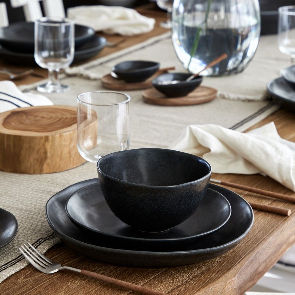 Livia Salad Plate Set - Matte Black