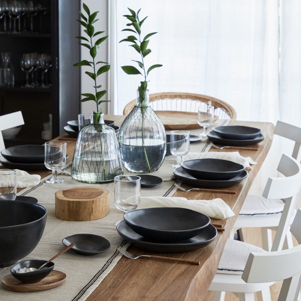 Livia Small Oval Plate Set - Matte Black
