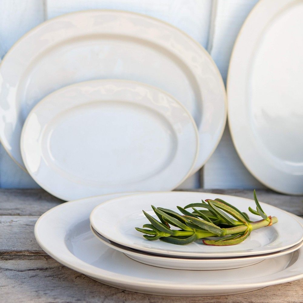 Beja Large Oval Platter - White Cream