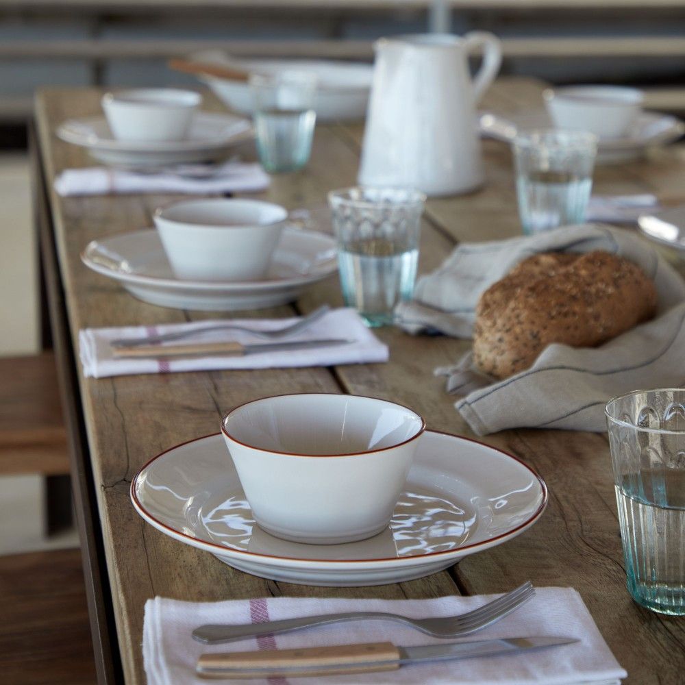 Beja Dinner Plate Set - White Red