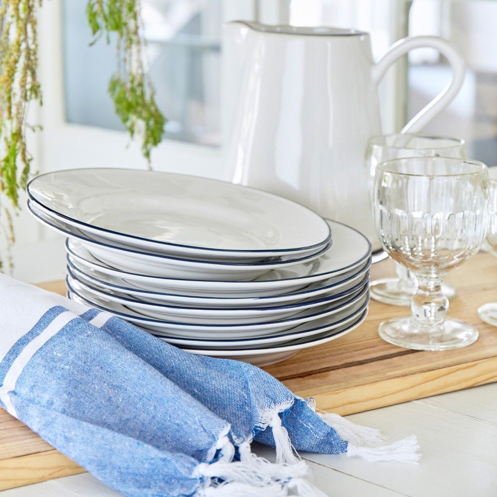 Beja Salad Plate Set - White Blue