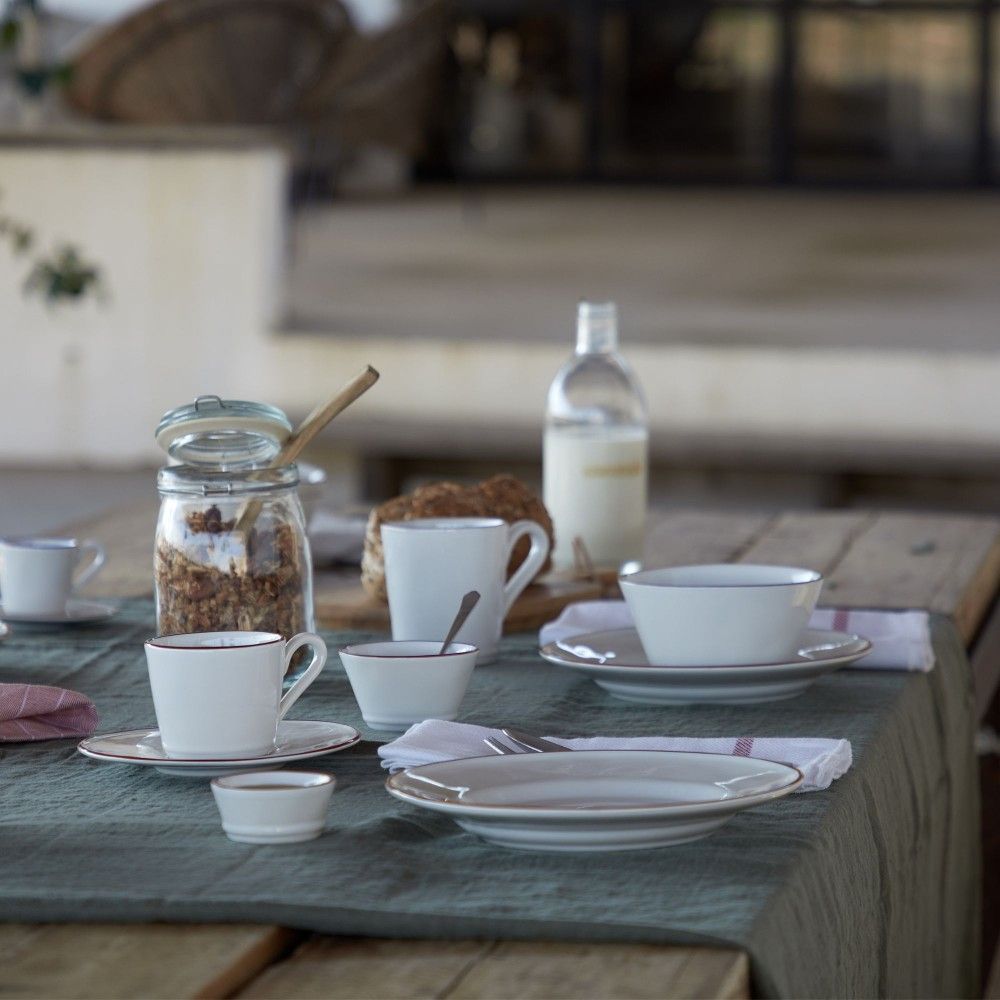 Beja Tea Cup & Saucer Set - White Red
