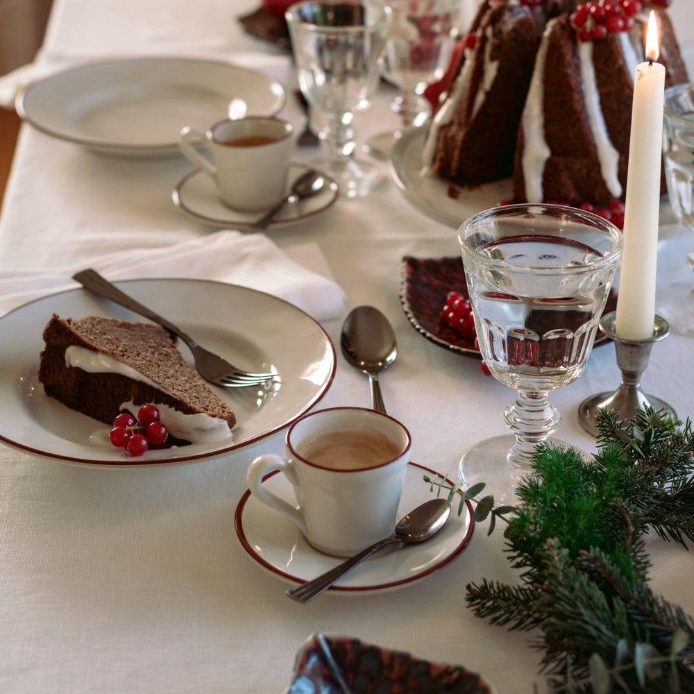 Beja Coffee Cup & Saucer Set - White Red