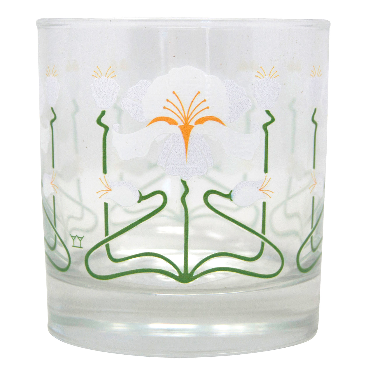 White Iris Rocks Glass