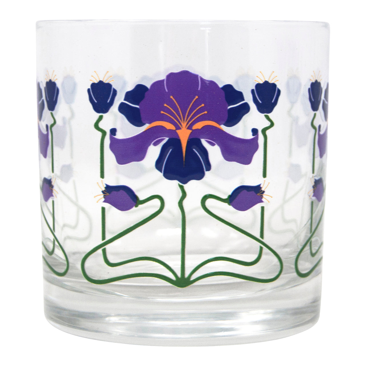 Purple Iris Rocks Glass