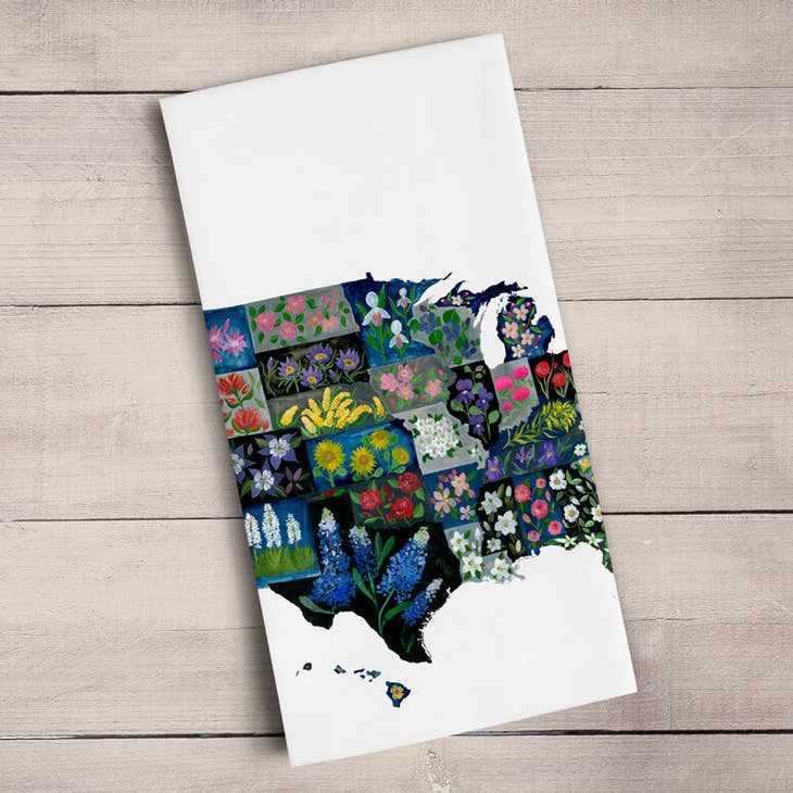 State Flowers Tea Towel