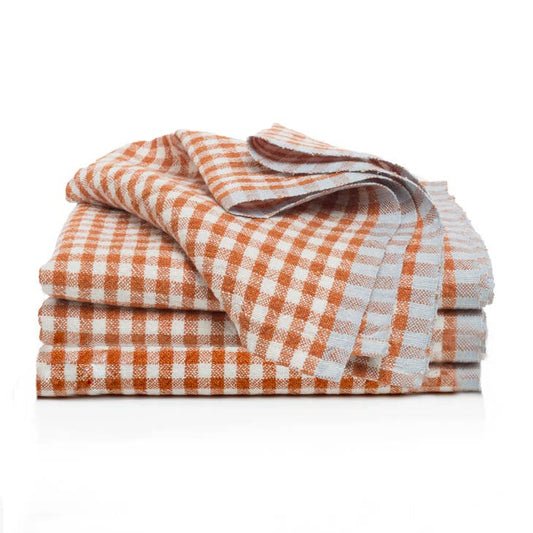 Two-Tone Gingham Napkins - Cognac / Blue