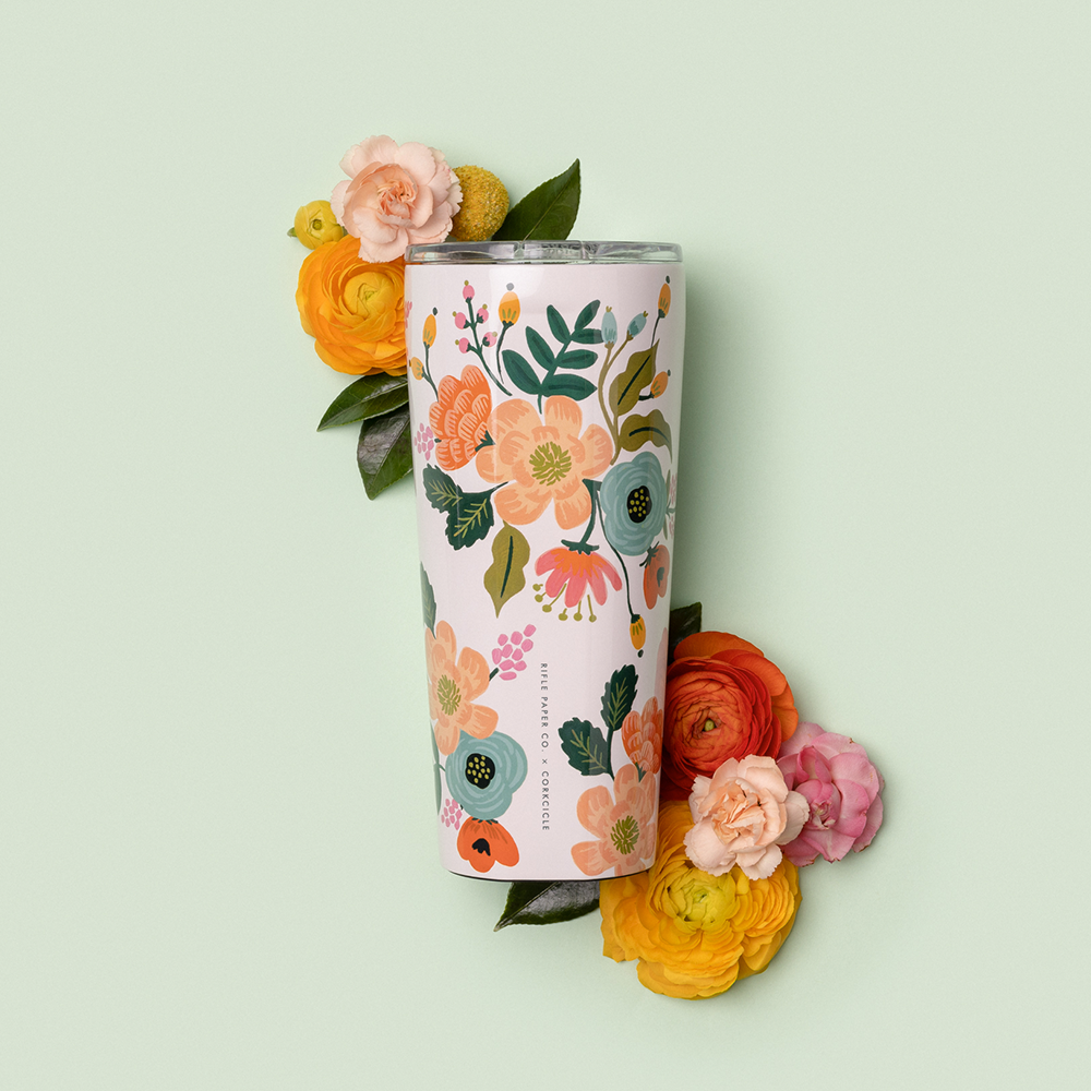 Rifle Paper Co x Corkcicle 24oz Tumbler - Cream Lively Floral