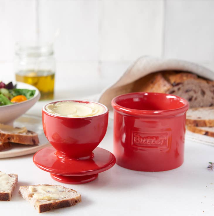 Cafe Butter Bell Crock - Red