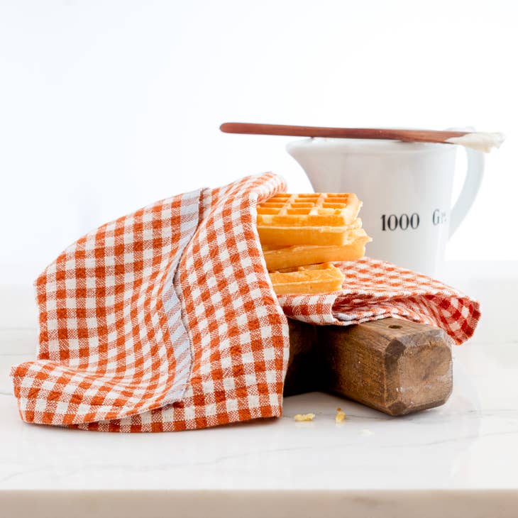 Two-Tone Gingham Napkins - Cognac / Blue