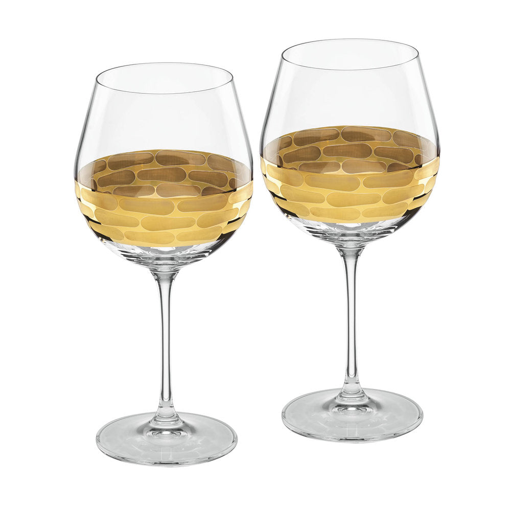 Truro Red Wine Glass Set - Gold