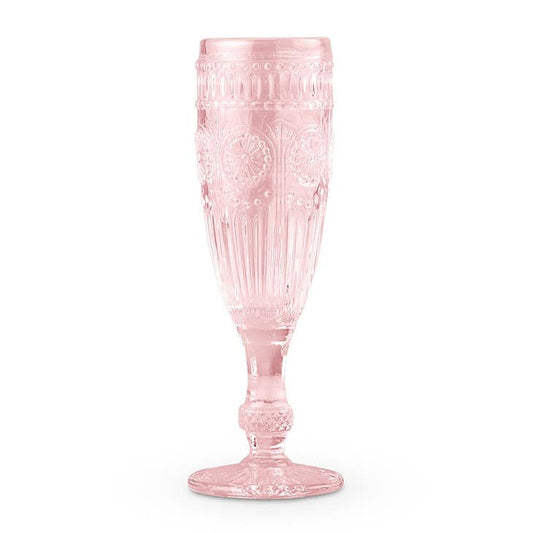 Pressed Glass Champagne Flute - Pink