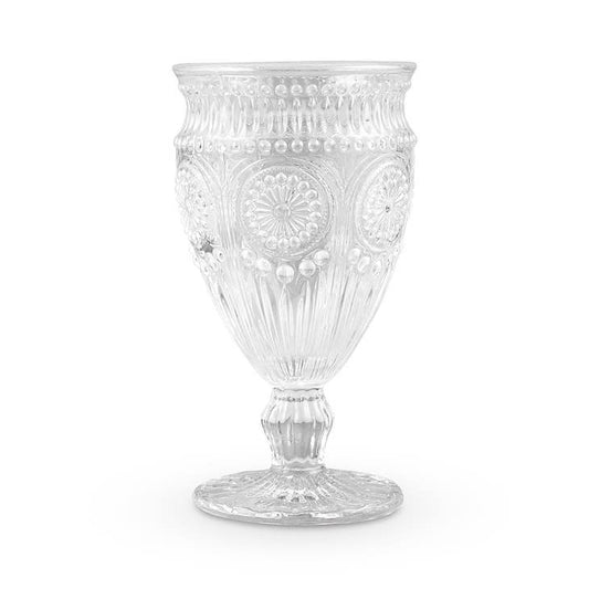 Pressed Glass Wine Goblet - Clear