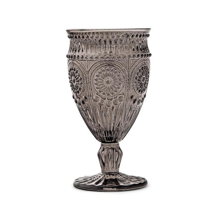 Pressed Glass Wine Goblet - Black