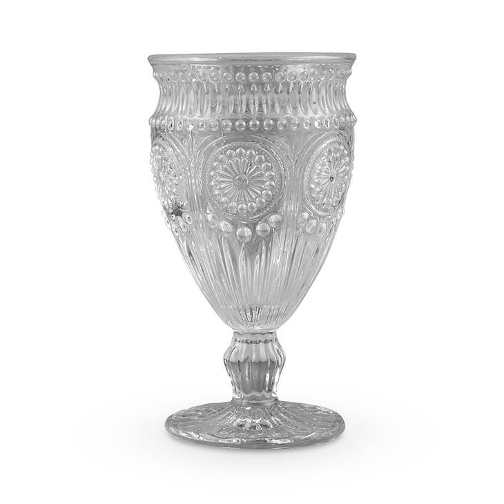 Pressed Glass Wine Goblet - Grey