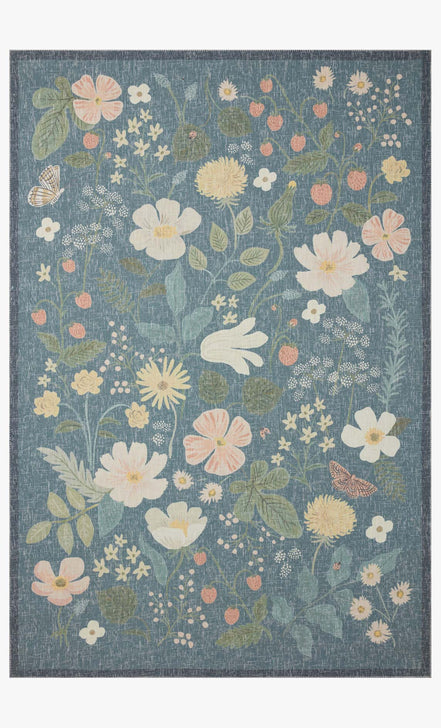 Rifle Paper Co x Loloi Cotswolds Rug - Strawberry Fields Teal