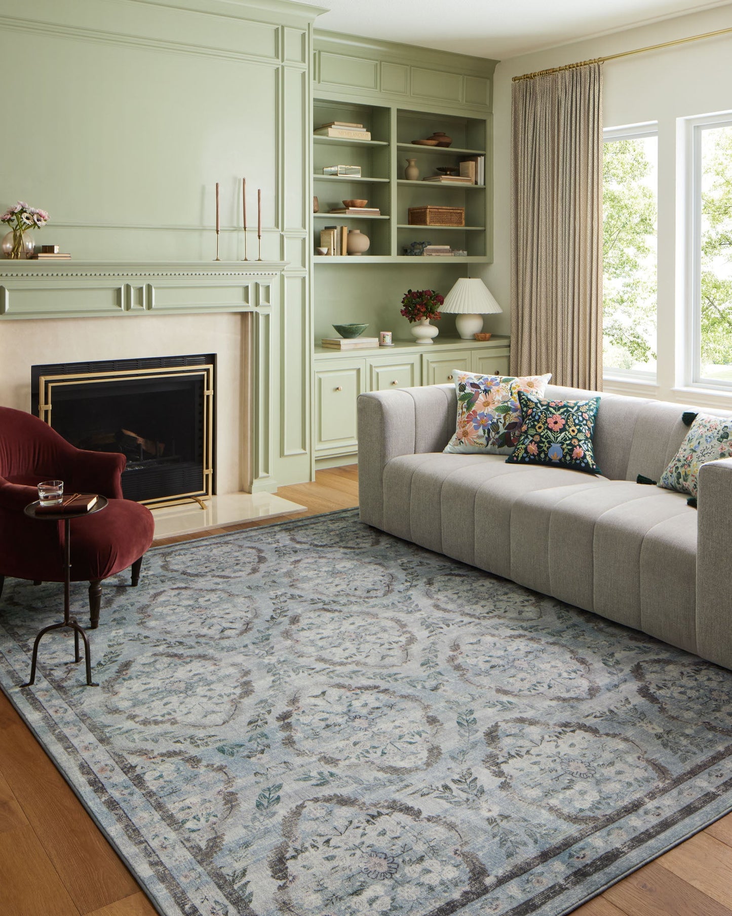 Rifle Paper Co x Loloi Courtyard Rug - Chateau Blue
