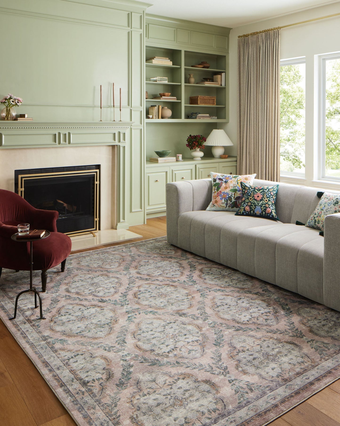 Rifle Paper Co x Loloi Courtyard Rug - Chateau Blush