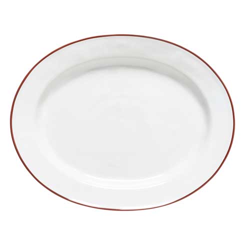Beja Large Oval Platter - White Red