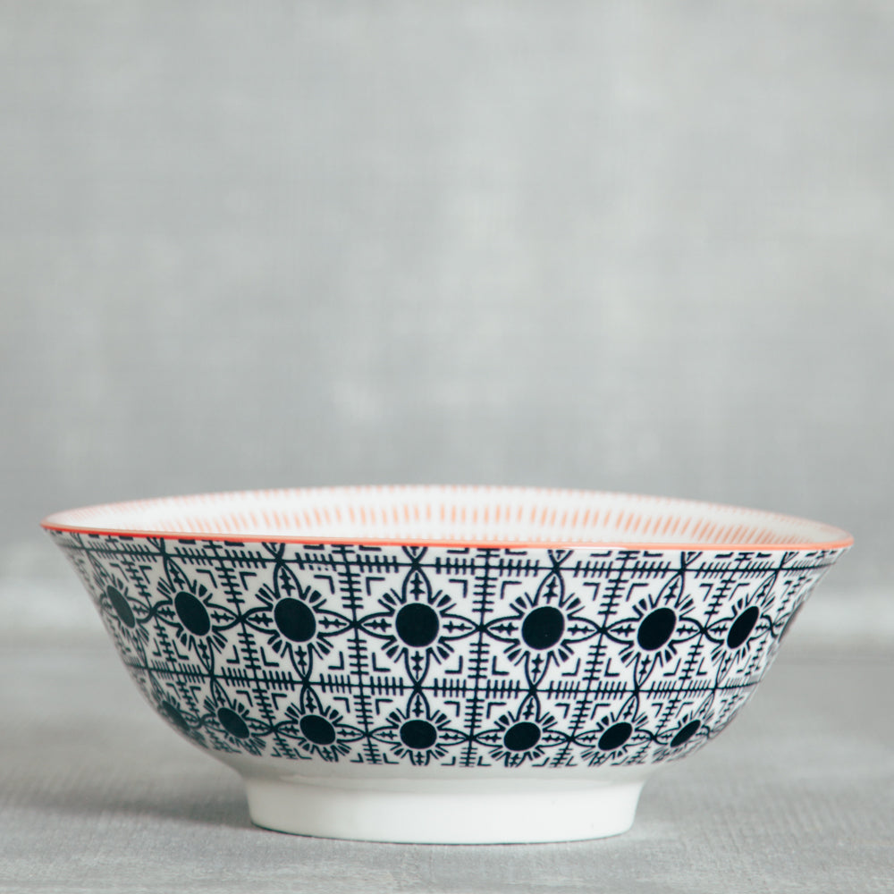 Stamped Serving Bowl - Black Tiles
