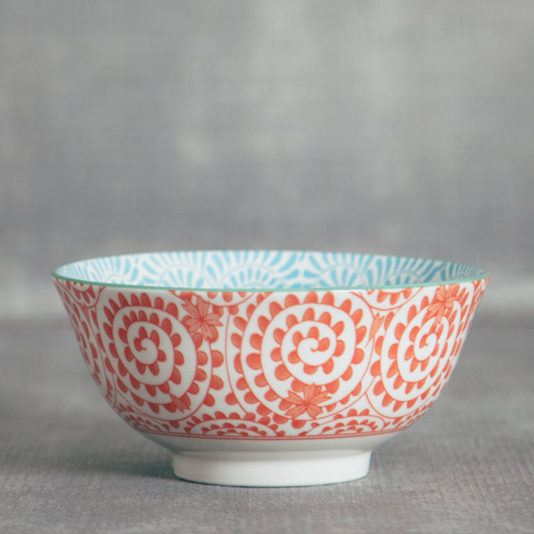 Stamped Bowl - Orange Blue Swirls