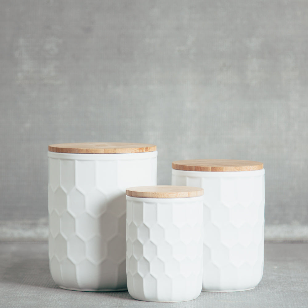 Matte Tupelo Small Canister - White