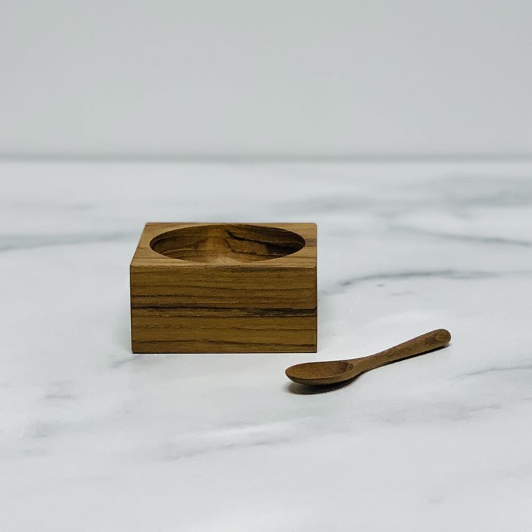 Teak Square Cellar With Spoon