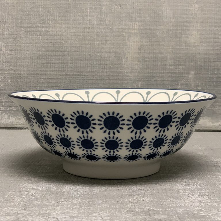 Stamped Serving Bowl - Black Navy Sun