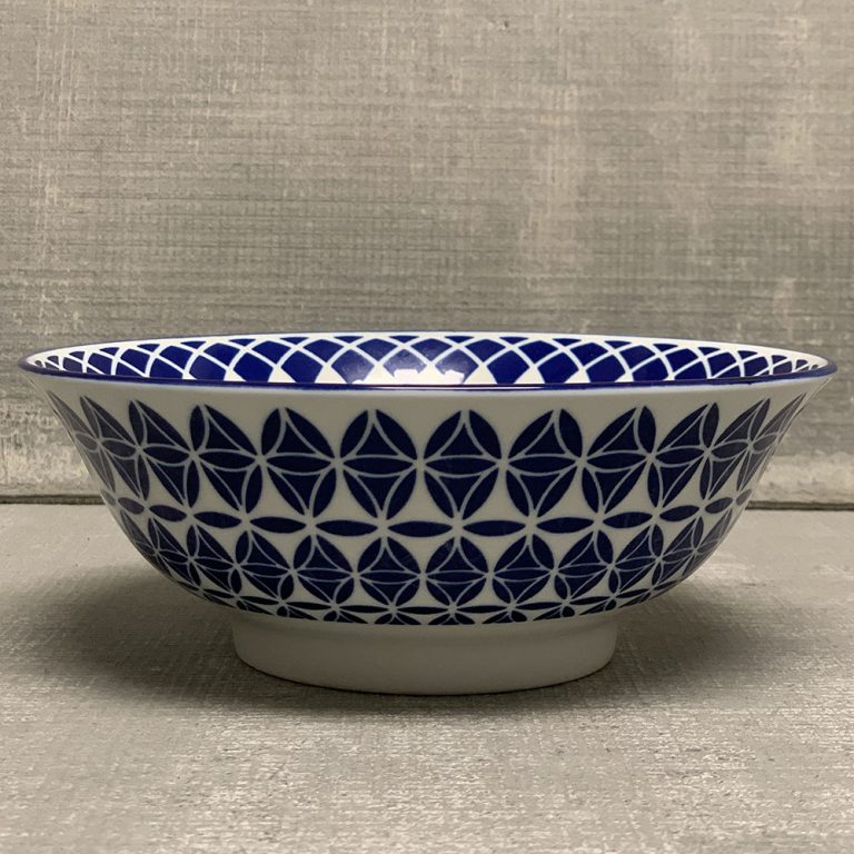 Stamped Serving Bowl - Blue Geo