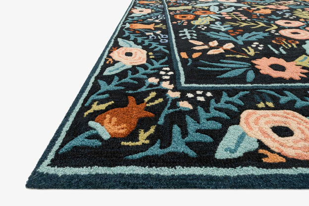 Rifle Paper Co x Loloi Les Fleurs Rug - Lourdes Black